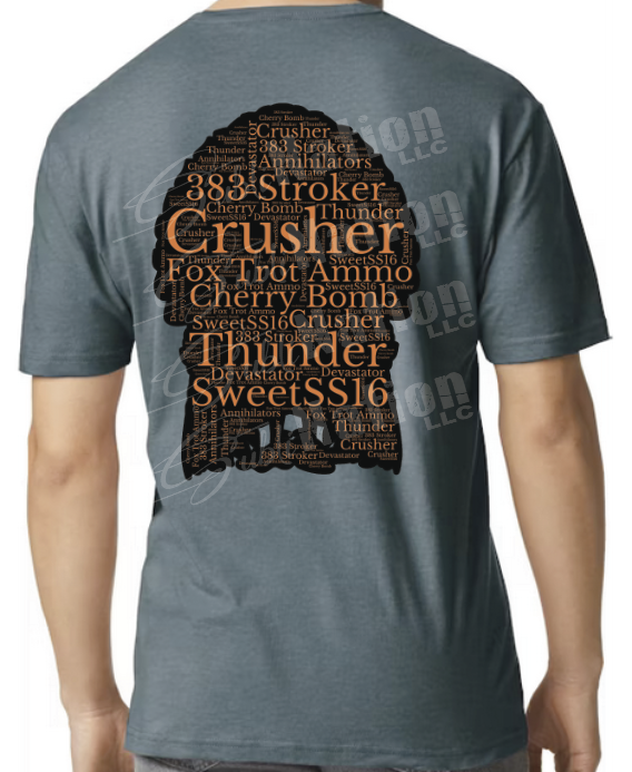 Short Sleeve T-Shirt, Shadow Turkey Fox Trot Ammo Names