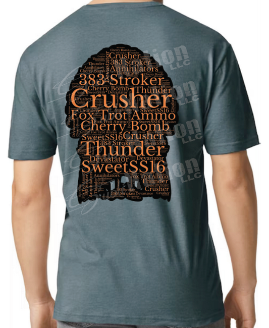 Short Sleeve T-Shirt, Shadow Turkey Fox Trot Ammo Names