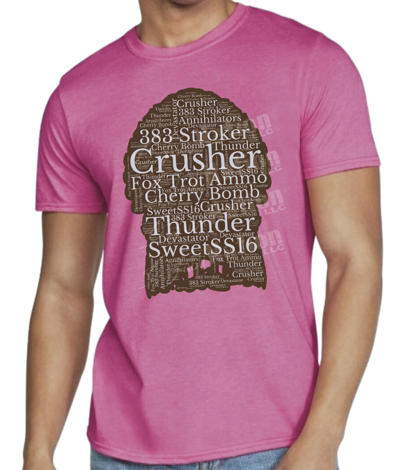 Short Sleeve T-Shirt, Shadow Turkey Fox Trot Ammo Names